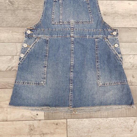 Free People Denim Dungaree Dress Small UK 10 Blue Mid Wash Coverall Casual BN - Picture 4 of 10